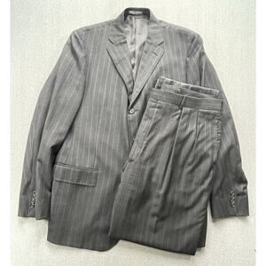 Mens 46L Polo Ralph Lauren ITALY Charcoal Grey Pinstripe Modern Fit Wool Suit